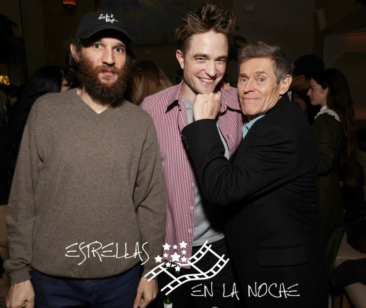 Josh Safdie, Robert Pattinson and Willem Dafoe attend the Searchlight Picture’s Poor Things New York Premiere at the DGA Theater on Dec 6, 2023 in New York.
